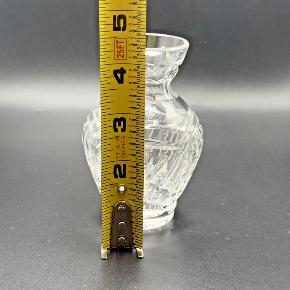 Vintage Cut Crystal Bud Vase Decorative Clear Glass Home Decor Flowers 4.25 in - Picture 5 of 9